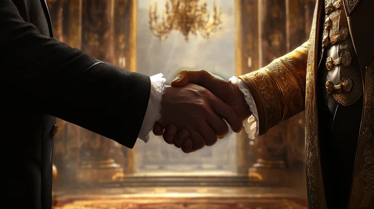 welcoming new member into thge affiliate program, 2 men shaking hands